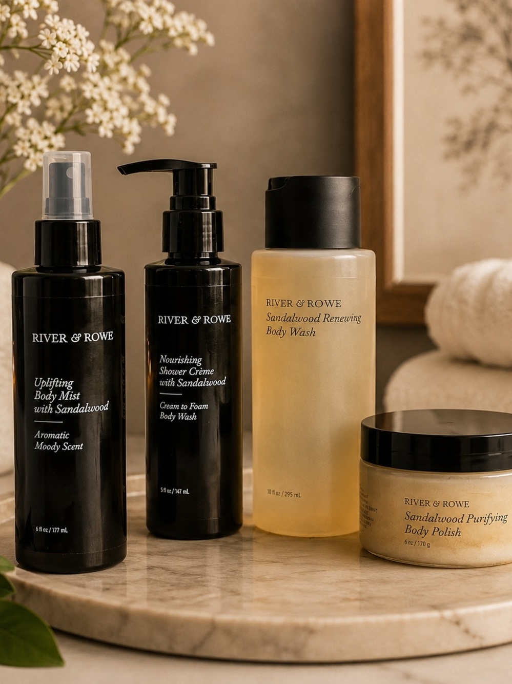 RIVER & ROWE SANDALWOOD – LUXURIOUS 4-PIECE BODY CARE BUNDLE